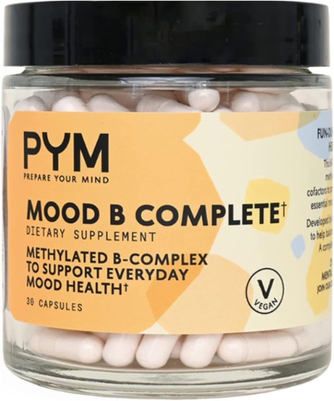 PYM Vitamin B Complex Mood Support Supplement - Methylated B Complex for Mood and Energy, 30 Capsules - görsel 1
