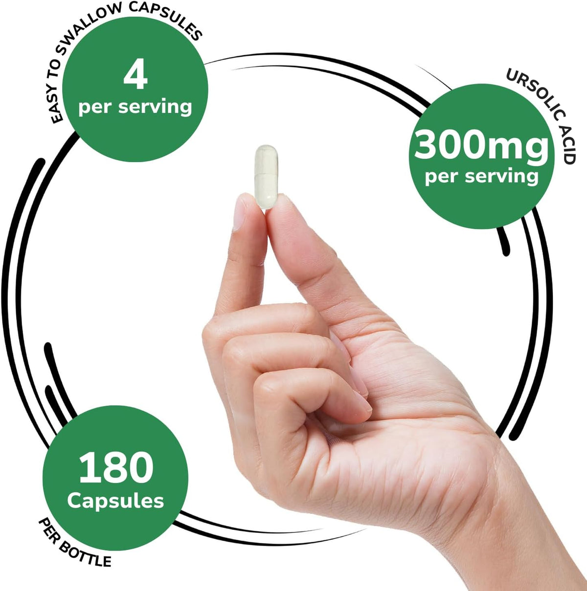 Genex Formulae Ursolic Acid 300mg (180 Capsules) - Sourced from Rosemary Extract, Non-GMO, Gluten-free, Vegetarian - görsel 3