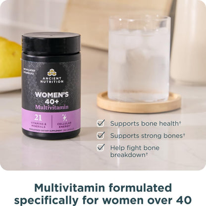 Ancient Nutrition Multivitamin for Women 40+, Multi Vitamin & Immune Support with Vitamin D, C, Magnesium, Methylated Vitamin B, Stress, Sleep Support, Bone Health, 90 Capsules