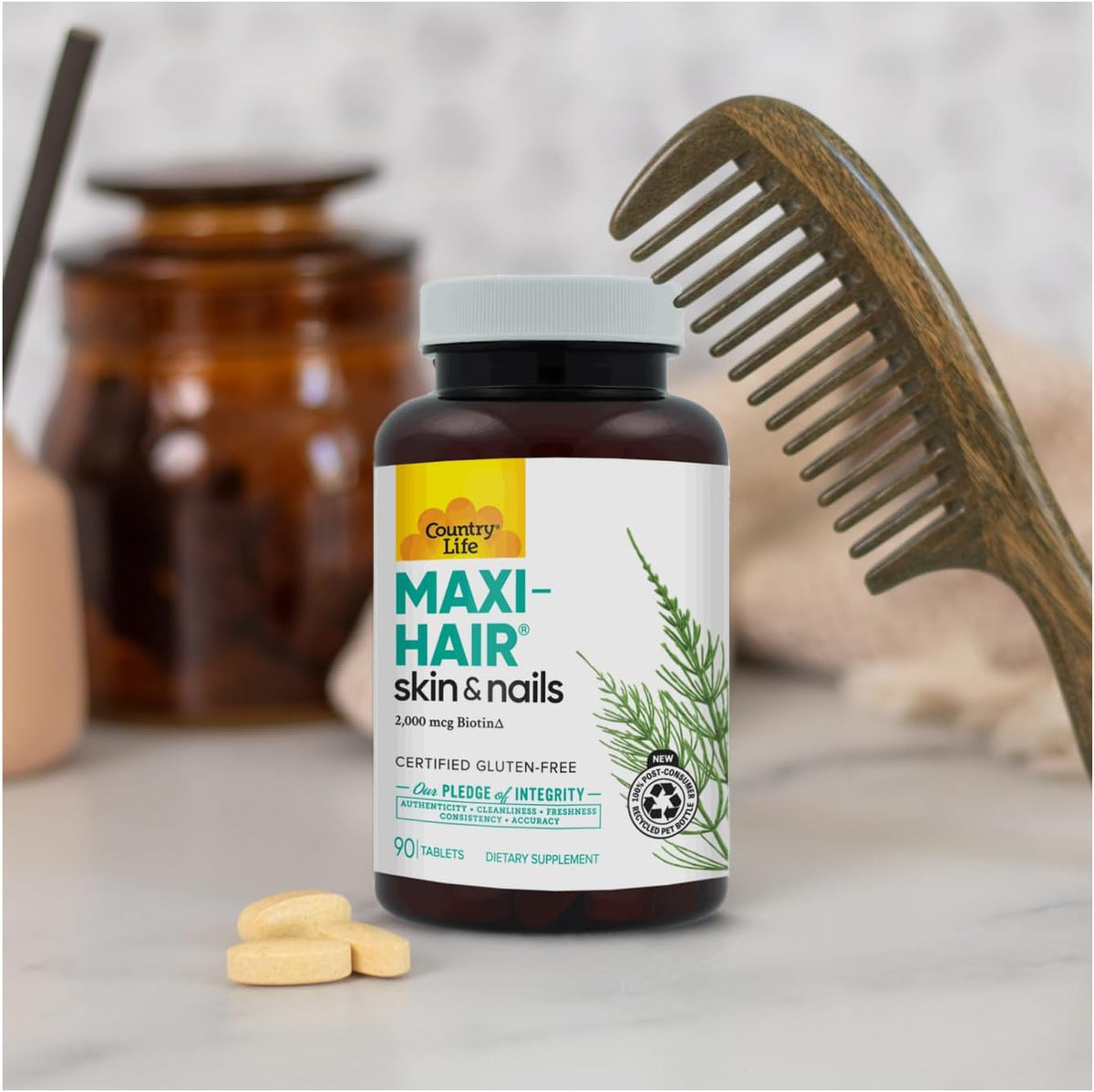 Country Life Maxi-Hair Food Supplement, Biotin 2000mcg, 90 Tablets - görsel 8