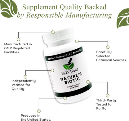 Nature's Biotic Berberine Supplement – Daily Wellbeing Support with Oregano, Garlic, Vitamins C & B6, Magnesium, and Zinc, 90 Capsules