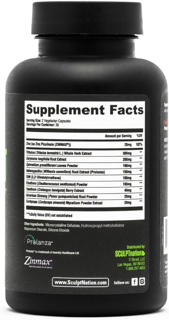 Sculpt Nation - Tribulus Terrestris Supplement with Ashwagandha, Tribulus Extract and American Ginseng Root - 60 Gluten-free Capsules - 2 Pack - görsel 6