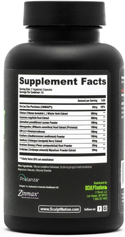 Sculpt Nation - Tribulus Terrestris Supplement with Ashwagandha, Tribulus Extract and American Ginseng Root - 60 Gluten-free Capsules - 2 Pack