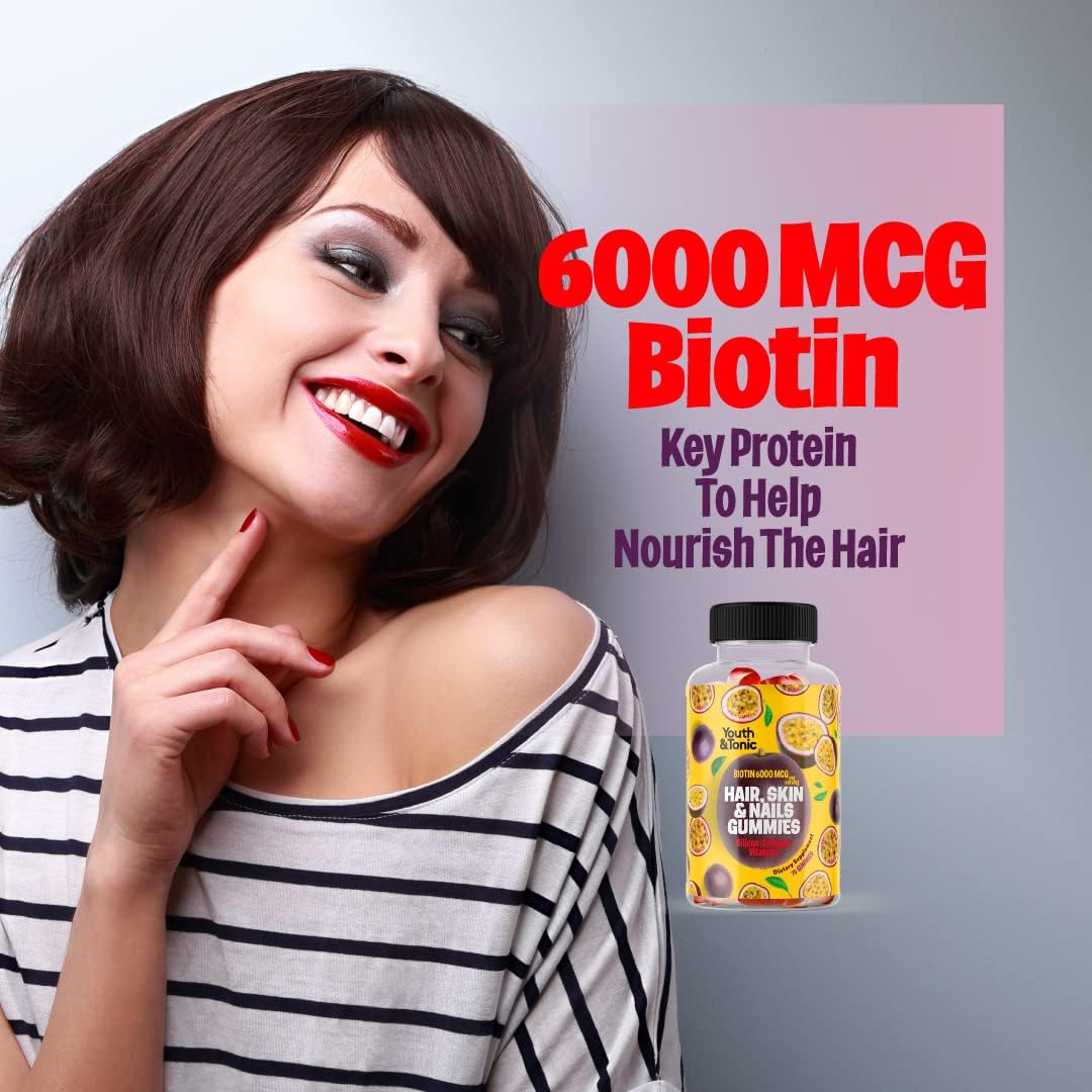 Youth & Tonic Biotin 6000mcg Hair Gummies with Collagen & Multivitamins - 70 Gummy Sweets - görsel 4