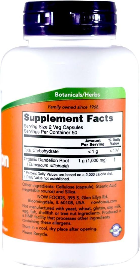 NOW Dandelion Root 500mg, 100 Capsules (3-Pack) - görsel 4