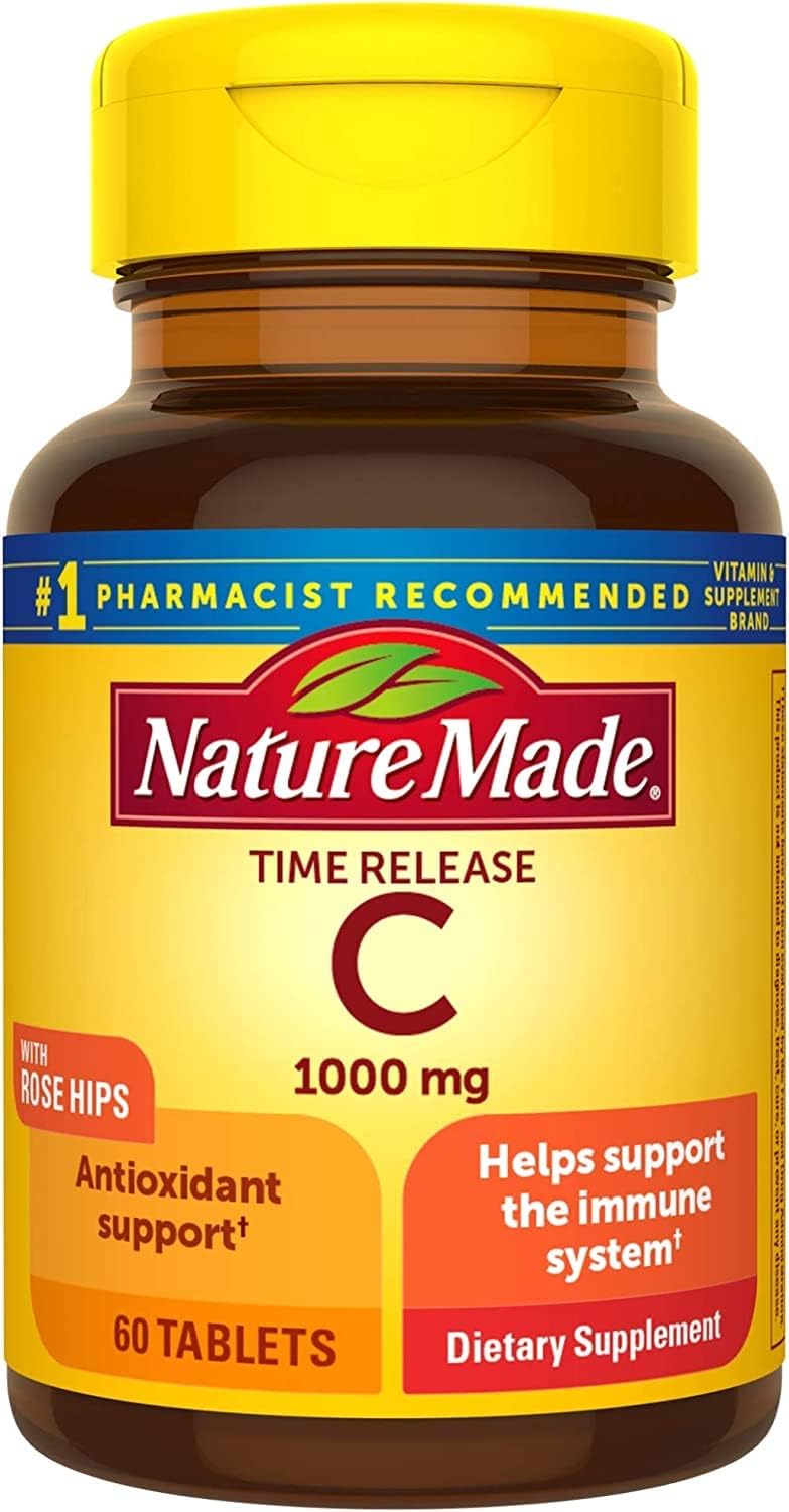 Nature Made Time-Release Vitamin C with Rose Hips, 1000mg, 60 Tablets (Pack of 3) - görsel 1