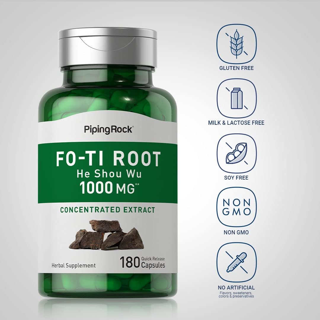 Piping Rock Fo-Ti Root Extract – 180 Capsules | He Shou Wu Supplement - görsel 3