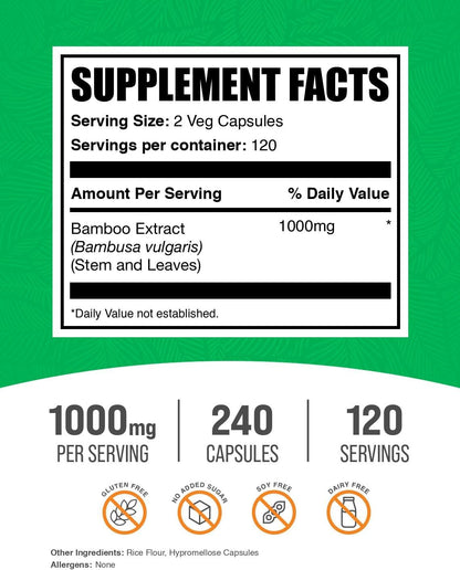 BulkSupplements.com Bamboo Extract Capsules - 240 Capsules (Pack of 1)