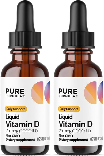 PureFormulas Liquid Vitamin D3 1000 IU Drops - Non-GMO, Vegetarian, 22 ml