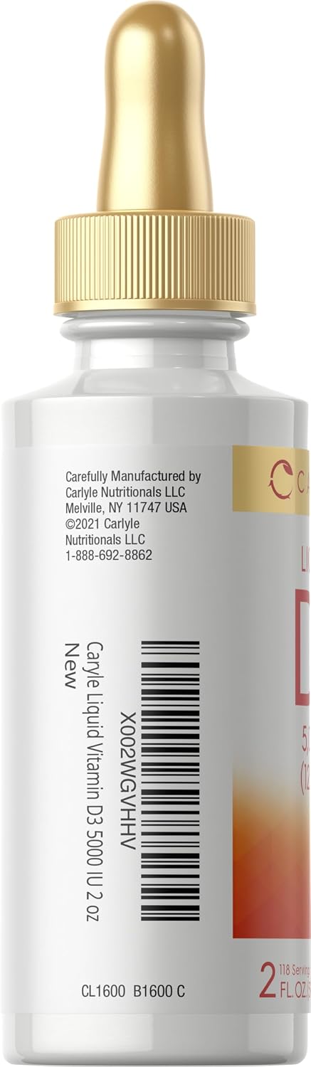Carlyle Vitamin D3 Liquid Drops, 5000 IU (125 mcg), 2 oz - Vegetarian, Non-GMO, Gluten-free Supplement - görsel 3