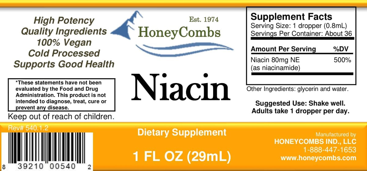 HoneyCombs Vitamin B3 Liquid Niacin Drops | Non-Flushing Niacinamide | 30 ml - görsel 2