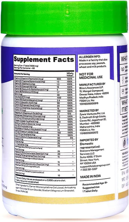 OZIVA Daily Men’s Multivitamin with Ashwagandha & 23 Minerals – 60 Veg Capsules