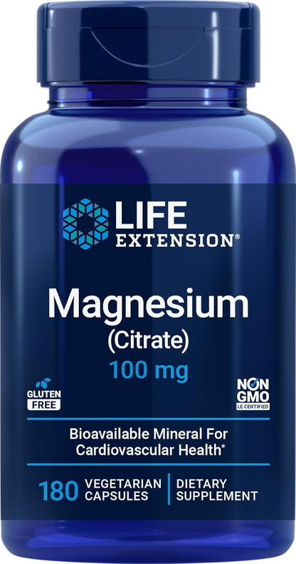 Life Extension Magnesium Citrate, 100 mg, 100 Capsules (2 Pack)