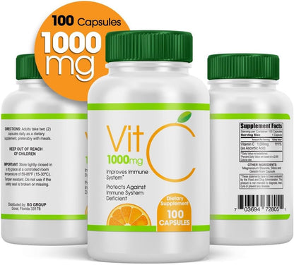 Vitamin C 1000mg Supplement - 100 Capsules (Pack of 3)