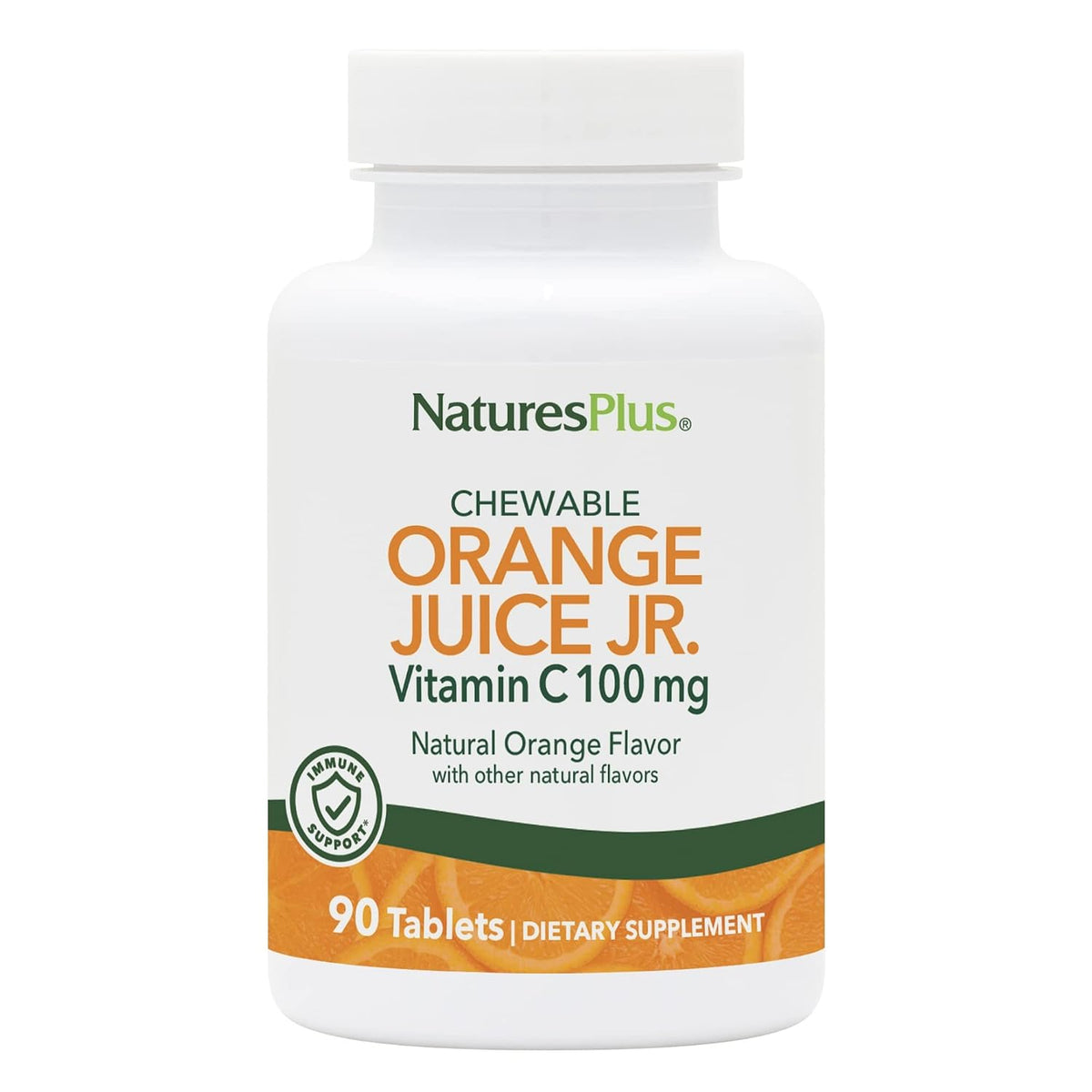 NaturesPlus Orange Juice Junior Chewable Vitamin C, 100 mg, 90 Vegetarian Tablets - görsel 1