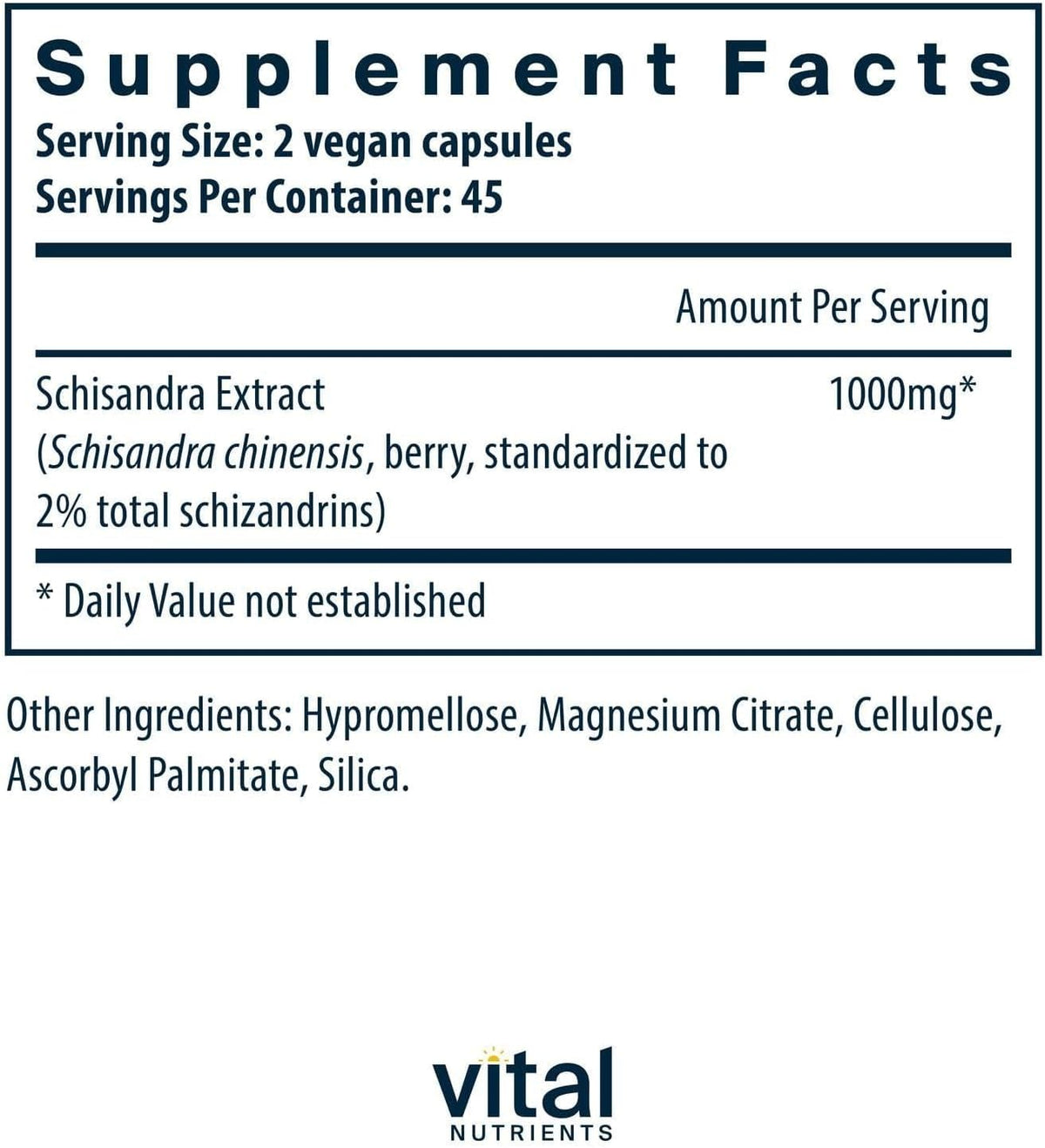 Vital Nutrients Schisandra Extract - 1000 mg - 90 Vegetarian Capsules - görsel 2