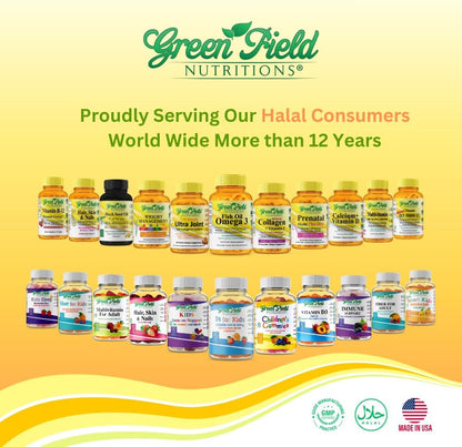 Greenfield Nutritions Halal Vitamin D3 Gummies for Adults – 2000 IU (50 µg), 90 Gummies – Non-GMO, Gluten-free, Gelatine Free, Vegetarian – Supports Bone, Heart and Immune Health