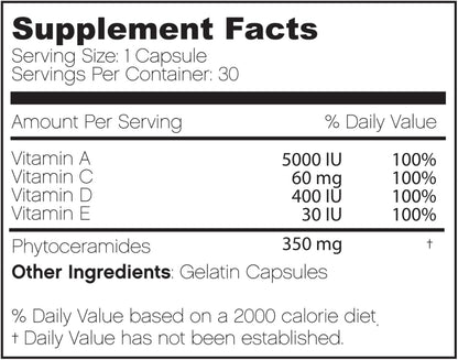 Skinception Phyto350 Advanced Phytoceramides - Plant-Based Skin Hydration & Elasticity Food Supplement (30 Capsules)