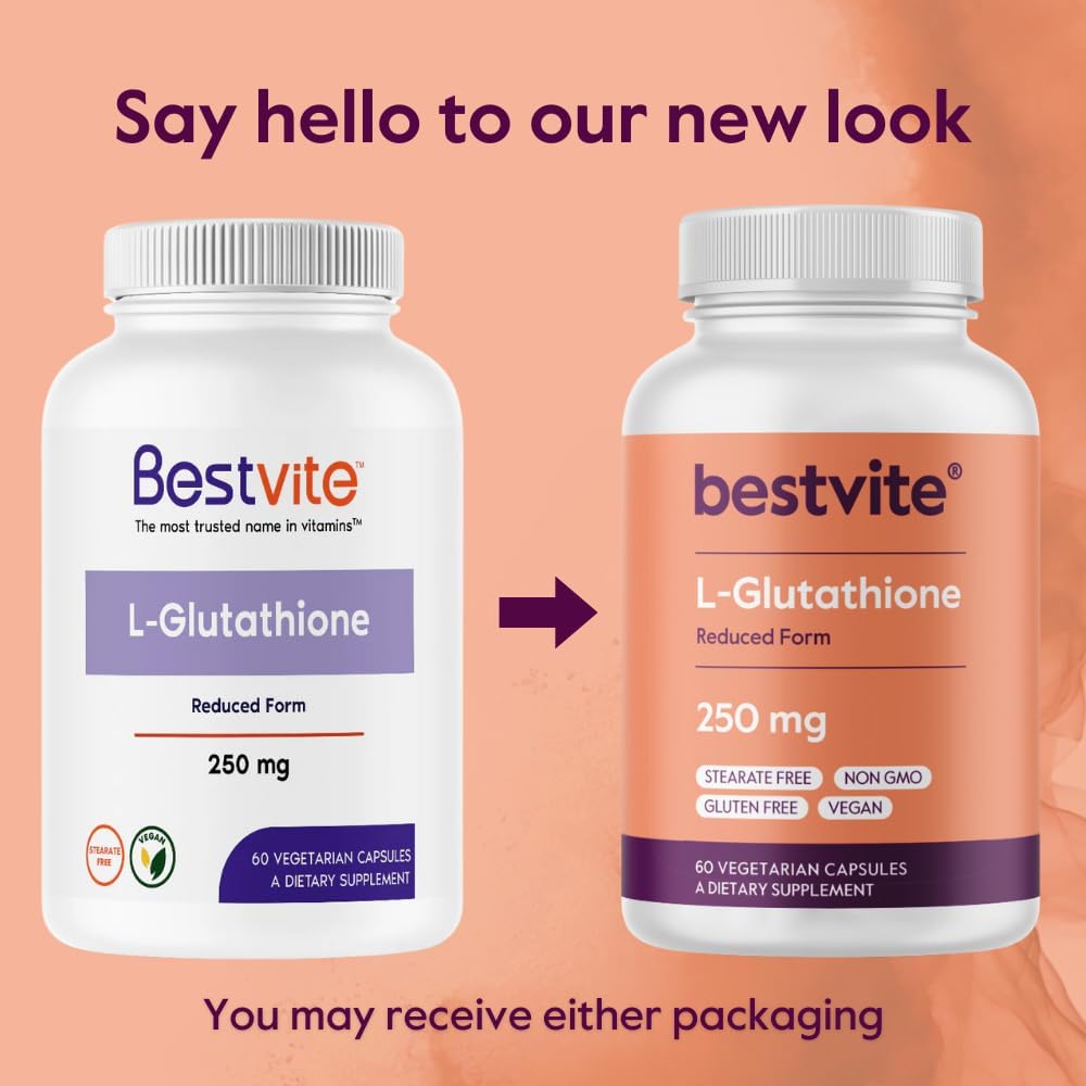 BESTVITE L-Glutathione 250 mg (60 Vegetarian Capsules) - No Stearates - Vegan - Non-GMO - Gluten-free - görsel 7