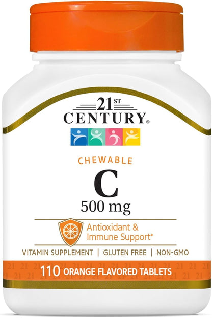 21st Century C-500 Orange – 110 Chewable Tablets, Pack of 3
