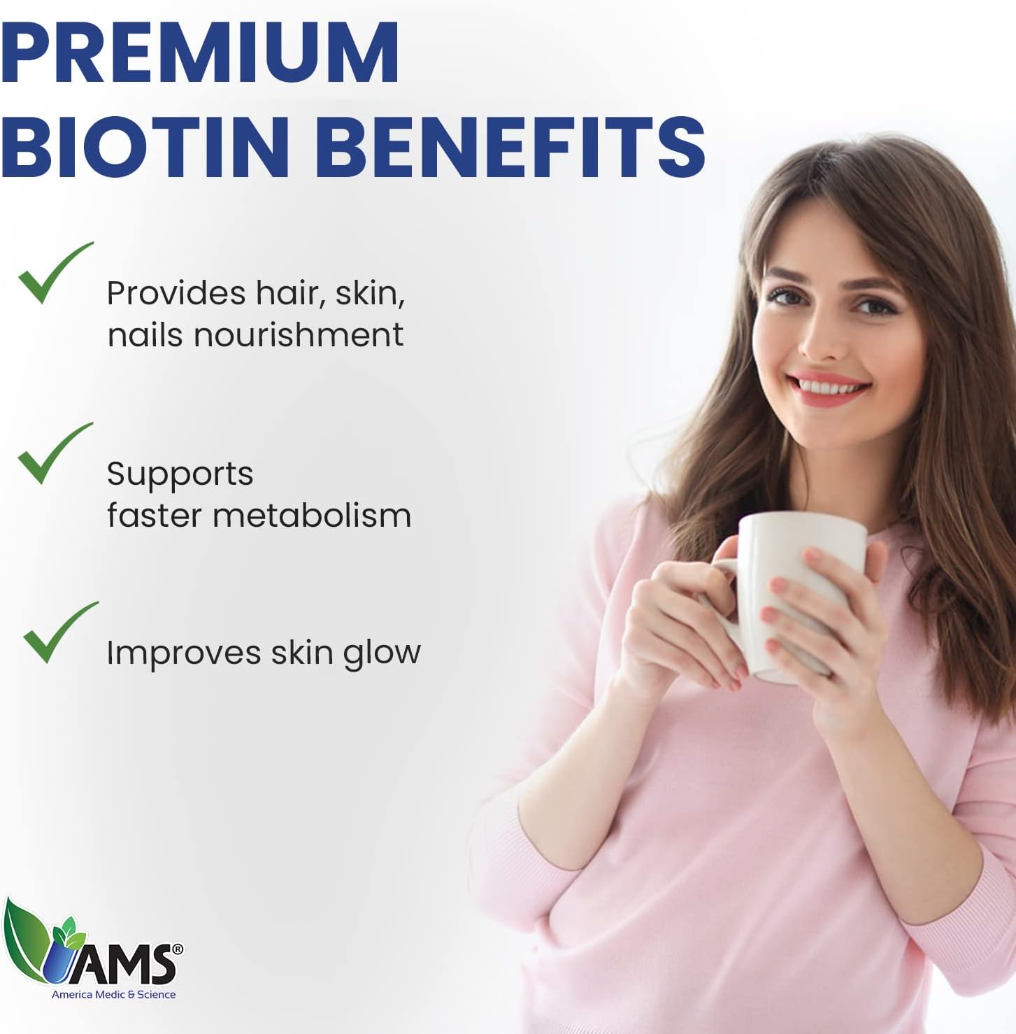 America Medic & Science High Strength Biotin 5,000 mcg – Vitamin B7 Supplement for Hair, Skin & Nails - görsel 6