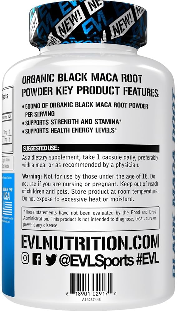 Evlution Nutrition Black Maca Root - 500mg Organic Maca Root Powder - 60 Capsules - görsel 3