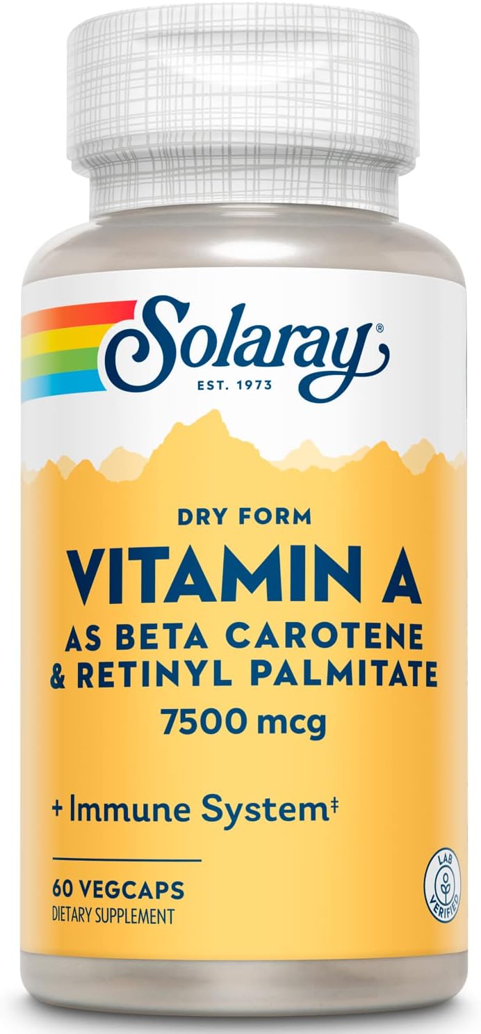 SOLARAY Dry Form Vitamin A - Beta Carotene & Retinyl Palmitate - 60 Veg Caps - görsel 1