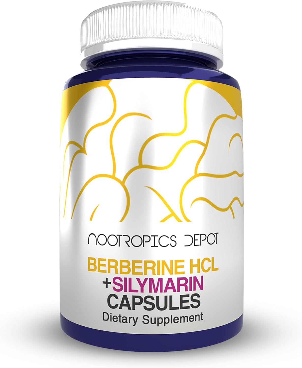 Nootropics Depot Berberine HCL + Silymarin Capsules | 500mg + 100mg | 180 Count - görsel 1
