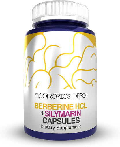 Nootropics Depot Berberine HCL + Silymarin Capsules | 500mg + 100mg | 180 Count