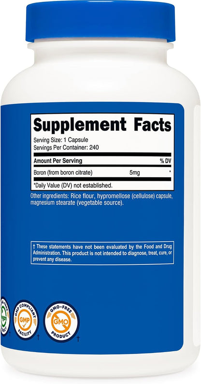 Nutricost Boron Capsules 5mg, 240 Vegetarian Capsules