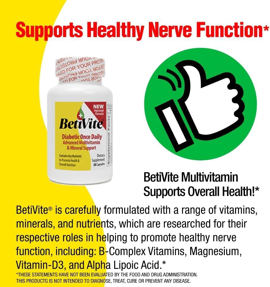 BetiVite Multivitamin: Supports Normal Nerve Function & Eye Health, with ALA, Lycopene and Lutein, 30 Day Supply – Image 4