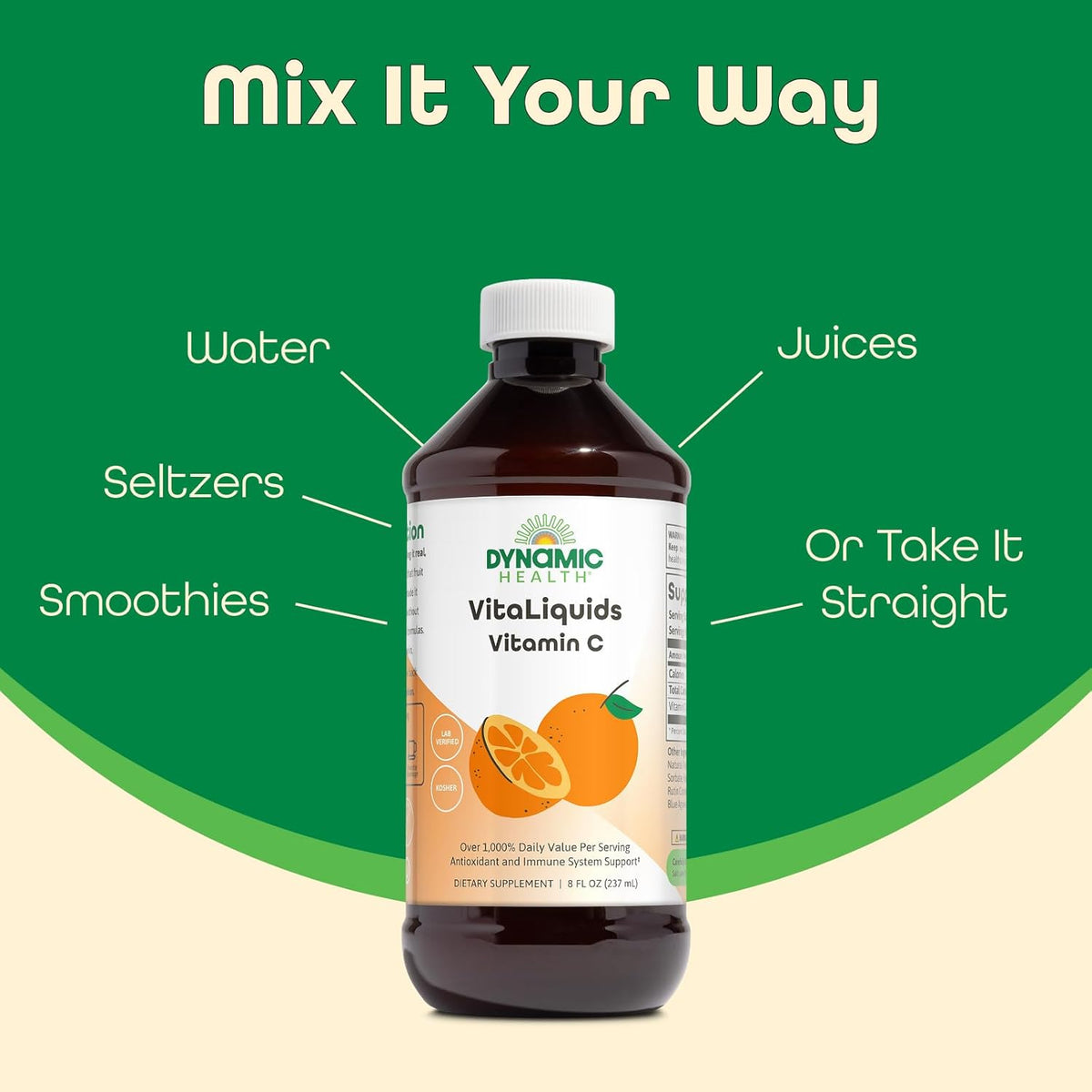 Dynamic Health VitaLiquids Vitamin C 1000mg - Liquid Supplement with Rose Hips and Citrus Bioflavonoids - 237 ml - görsel 4