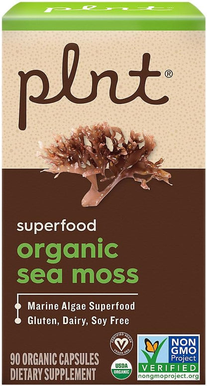 plnt Organic Sea Moss - Marine Algae Superfood, 900mg Organic Irish Moss (90 Capsules)