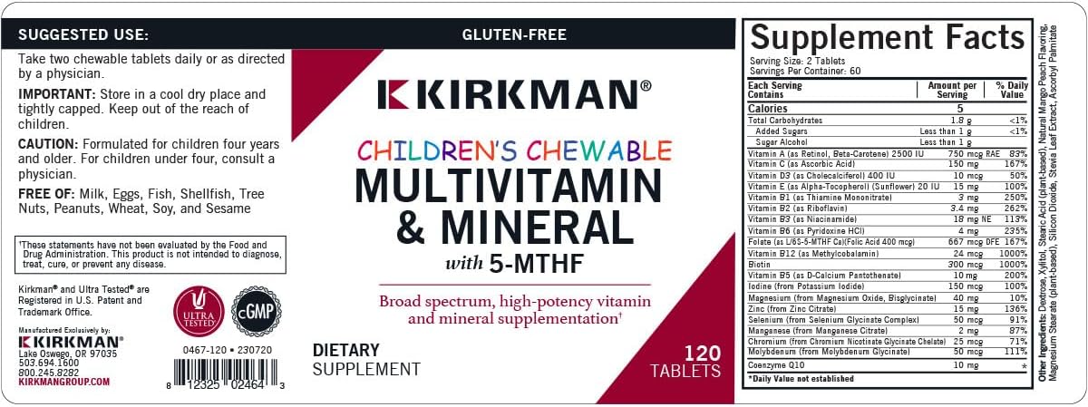 Kirkman Children's Multivitamin & Mineral - Hypoallergenic, 120 Capsules - görsel 3