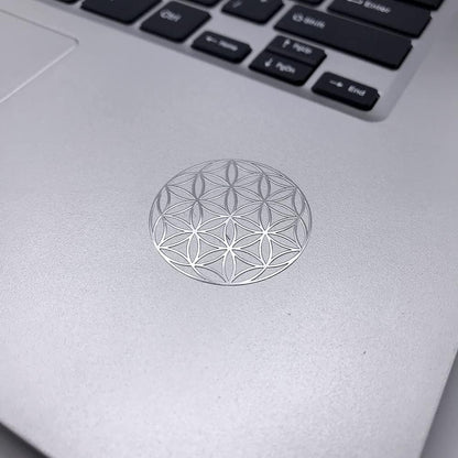 15 Pack Flower of Life Orgonite Metal Stickers – Sacred Geometry Decals for Energy Towers, Pyramids and Crafts (Silver)
