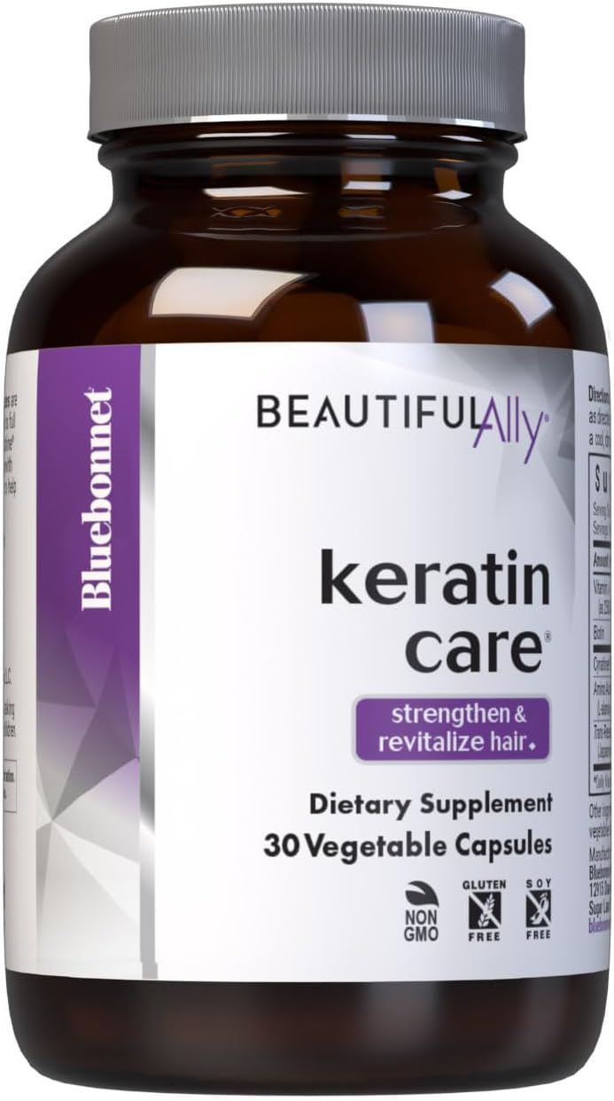 Bluebonnet Nutrition Beautiful Ally Keratin Care - Hair Strength & Revitalisation Supplement, Non-GMO, Gluten-Free, 30 Vegetable Capsules - görsel 1