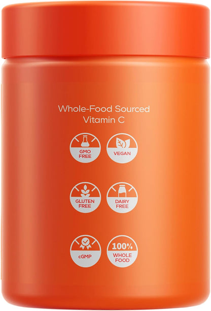 Codeage Whole Food Vitamin C Food Supplement - Acerola Cherry, Camu Camu, Amla Berry & Rose Hips Blend - Citrus Bioflavonoids - 500mg Vitamin C - Non-GMO - 60 Capsules