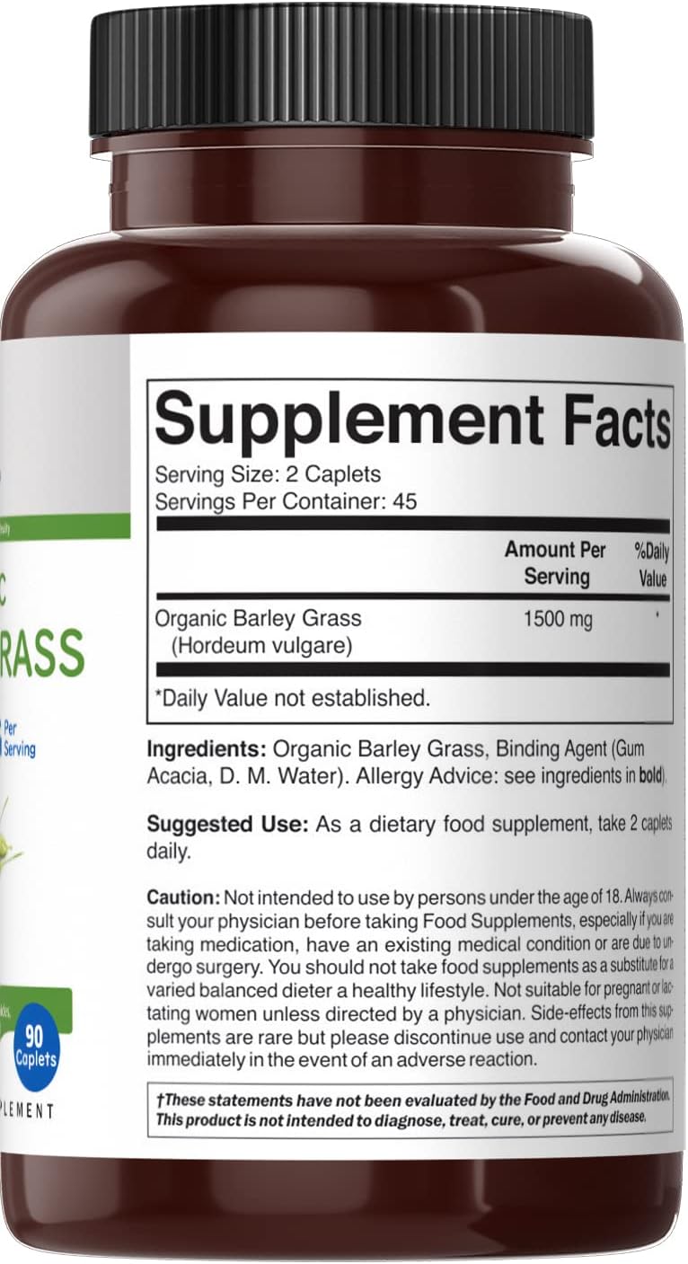 Organic Barley Grass 1500mg, 90 Vegetarian Tablets - görsel 4