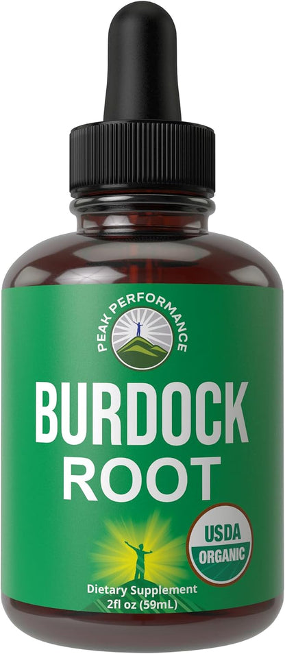 Peak Performance Organic Burdock Root Liquid Drops – Vegan, Gluten-Free, Non-GMO – 60 ml