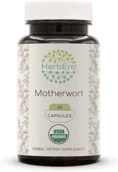 HerbEra Motherwort 120 Capsules, 400 mg, Dried Herb Supplement