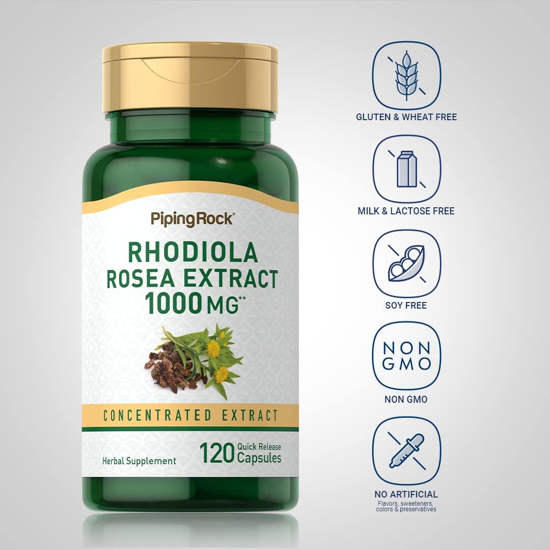 Piping Rock Rhodiola Rosea Food Supplement | 120 Capsules | Super Concentrated Extract - görsel 3