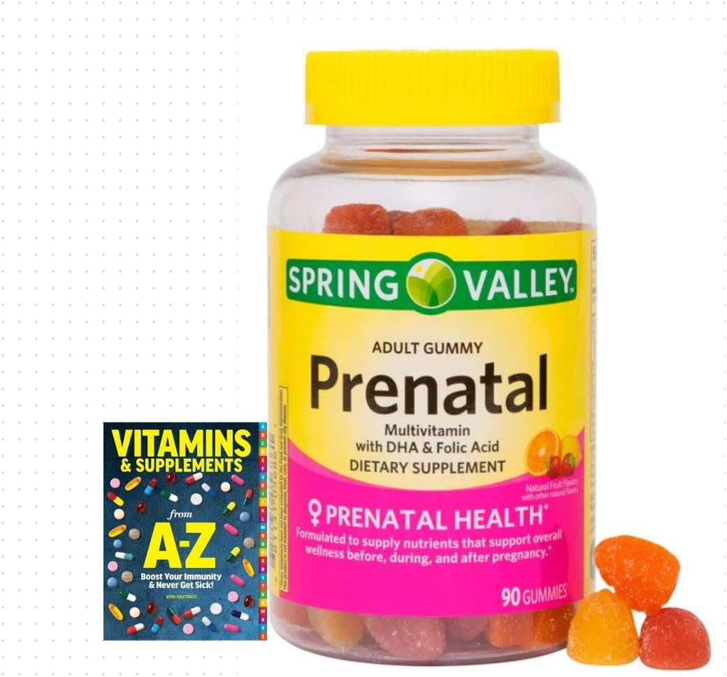 Spring Valley Adult Gummy Prenatal Multivitamin with DHA & Folic Acid, Natural Fruit Flavours, 90 Gummies - görsel 1