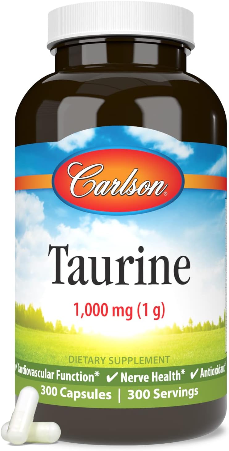 Carlson Taurine, Free-Form Amino Acid, Support for Nerve and Muscle Function, 300 Capsules - görsel 5