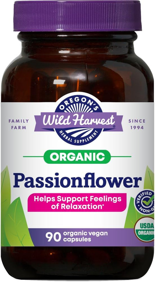 Oregon's Wild Harvest Passion Flower Organic Vegan Capsules, 90 Capsules
