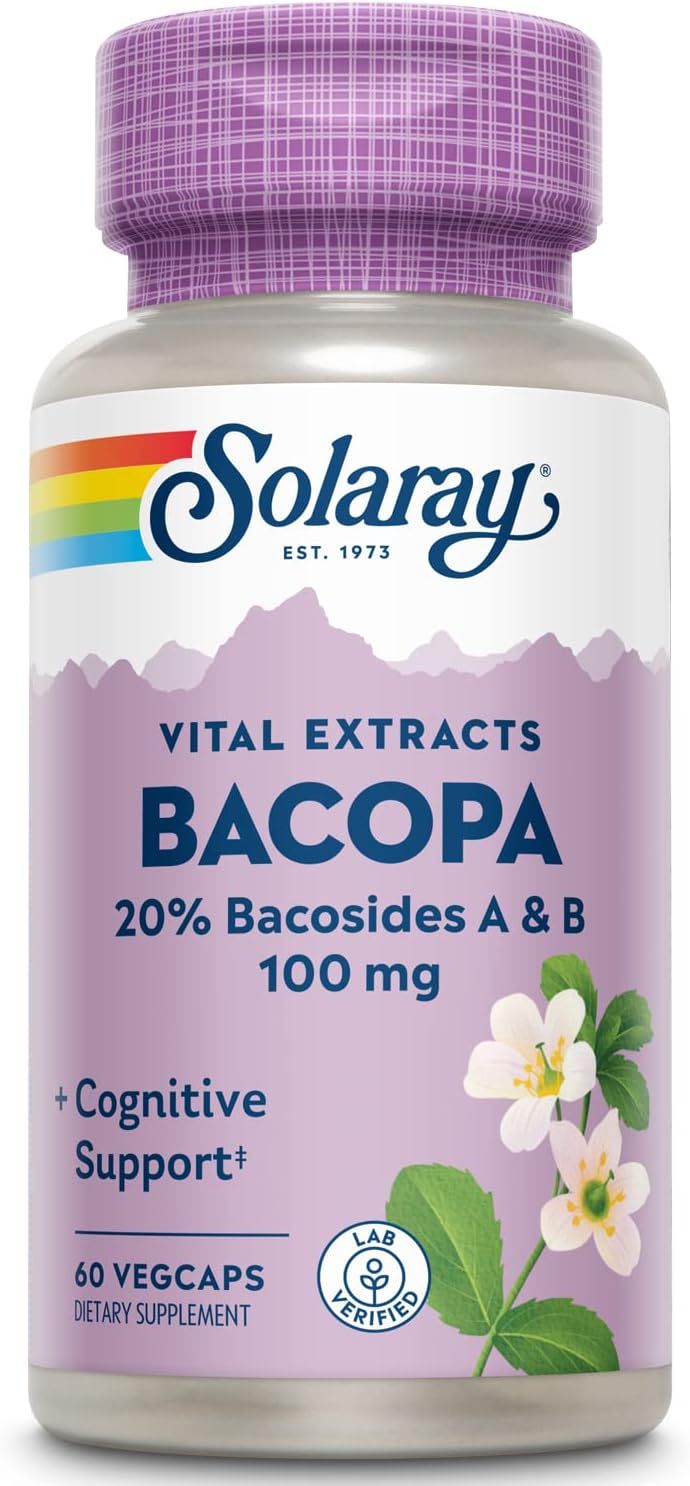 SOLARAY Bacopa Ayurvedic Herbs – 100 mg, 60 Capsules - görsel 1