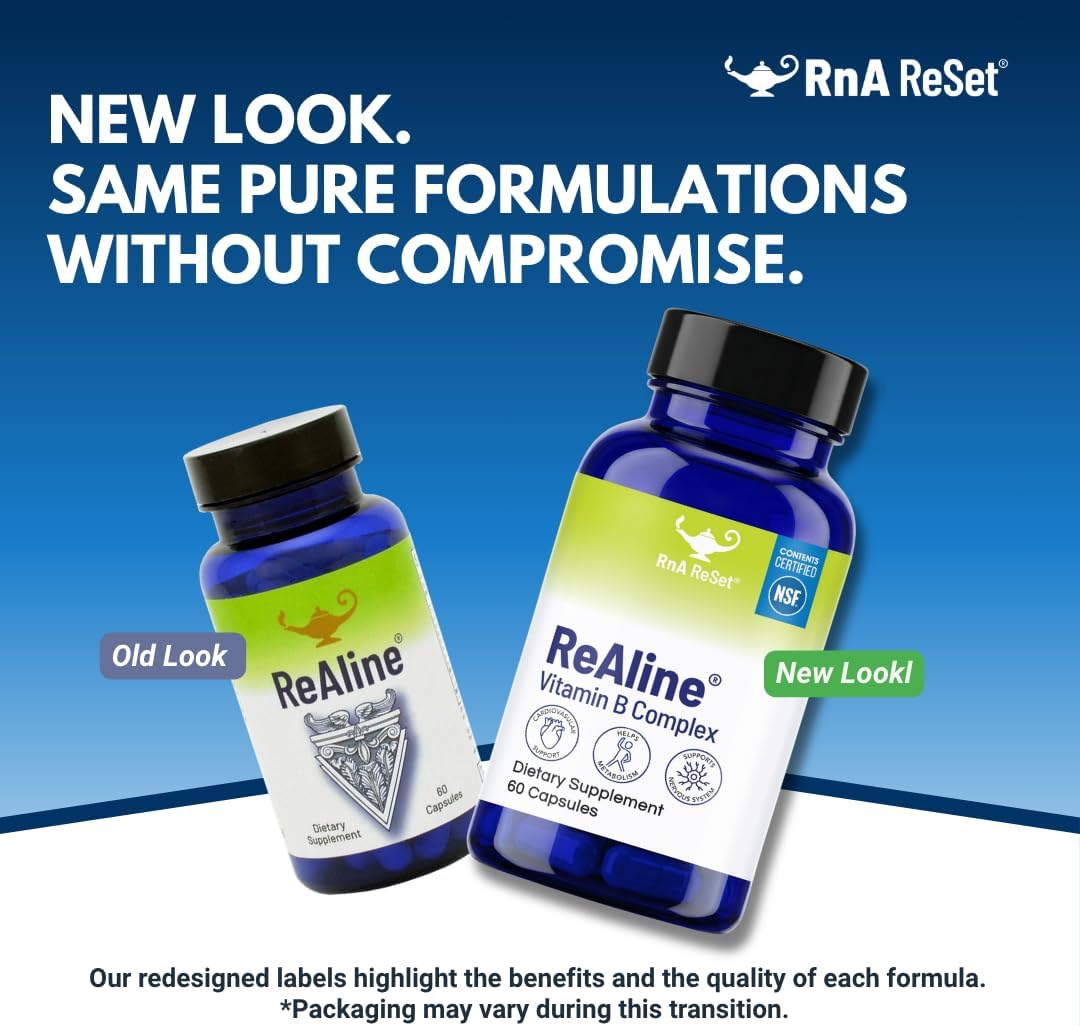 RnA ReSet ReAline – Methylated B Complex with Taurine & Methionine, Active B Vitamins (60 Capsules) NSF Certified - görsel 5