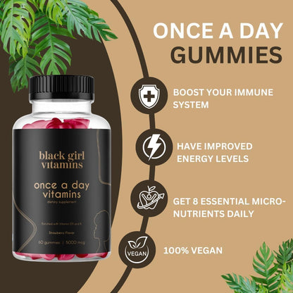 Black Girl Vitamins Look Good Feel Good Bundle – Hair, Skin & Nails, Vitamin D3 2000IU & Once a Day Multivitamin - Women's Supplement Bundle – Energy, Immunity & Beauty Support