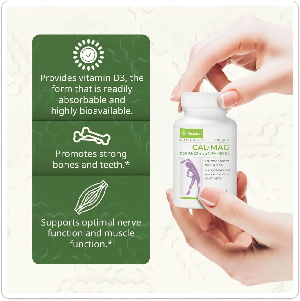 NeoLife Chelated Cal-Mag Tablets with Vitamin D3 – 150 Tablets - görsel 3