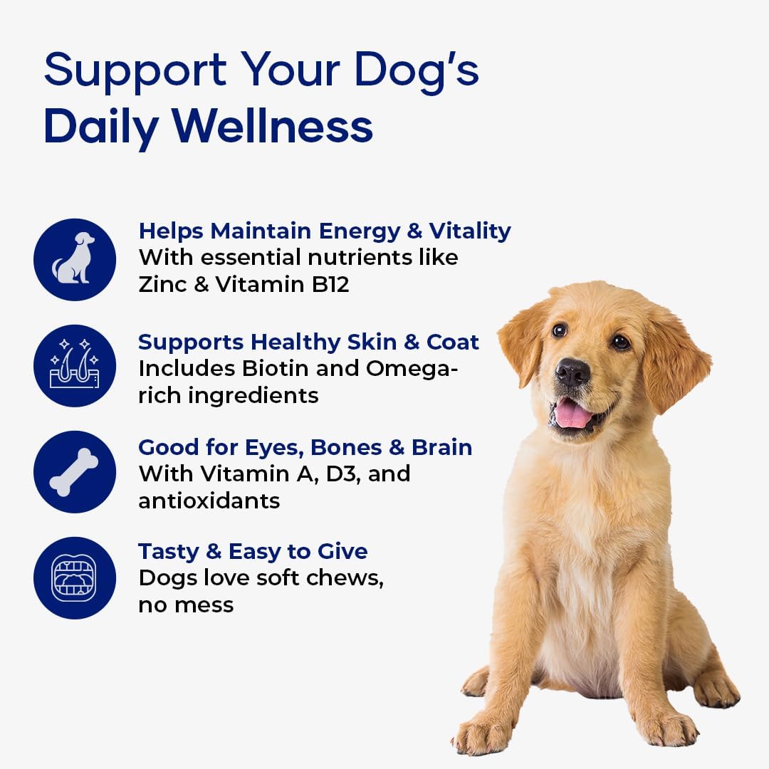 Aniwell Dog Multivitamin Chews – Daily Immune & Dog Allergy Support | Dog Multivitamin, Chewable Dog Vitamins and Supplements for Hip & Joints, Skin & Coat | Soft Chews for All Breeds (Pack of 3) - görsel 4