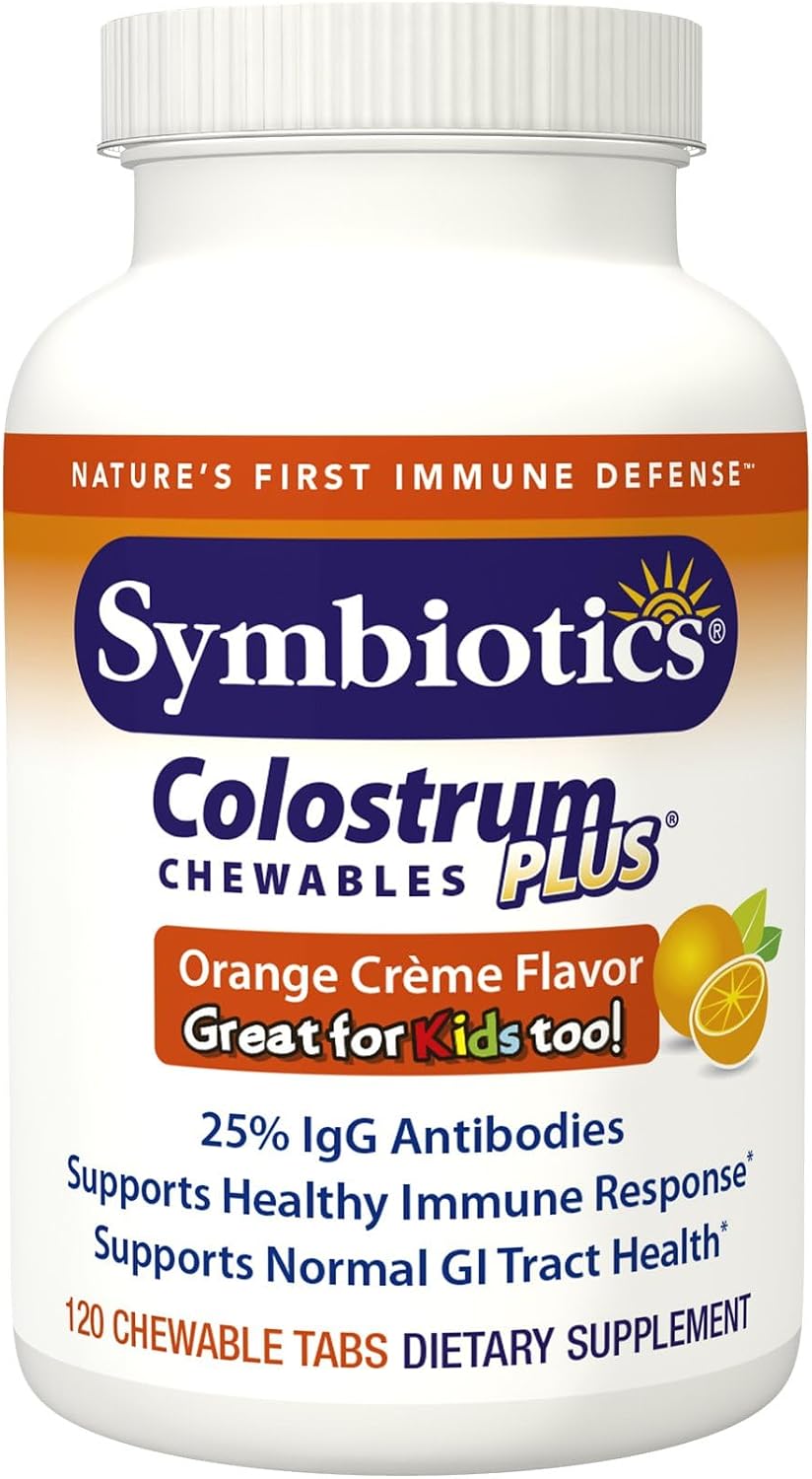 Symbiotics Colostrum Plus® Chewables, Orange Creme, 120 Chewable Tabs - görsel 1
